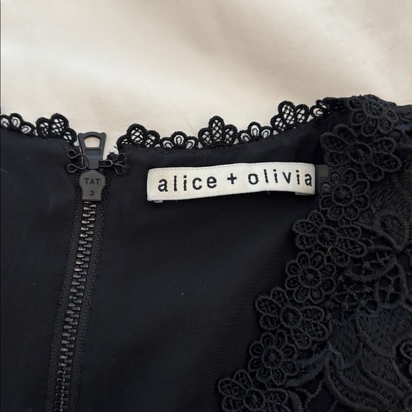 Alice + Olivia Black Top with Lace Embellishments - Picture 2 of 3